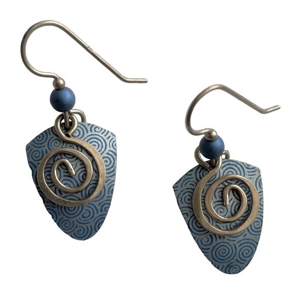 925 Sterling Silver Spiral Dangle Drop Earrings Hook Closure - Picture 1 of 5